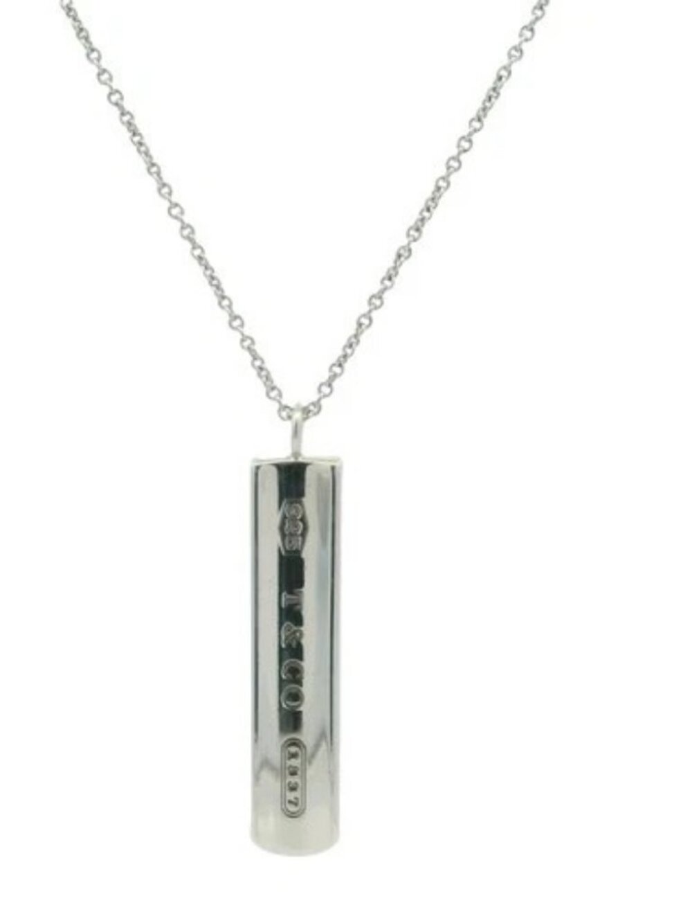 Vintage 2001 Tiffany & Co 1837 925 Sterling Silver Bar Pendant 18" Necklace